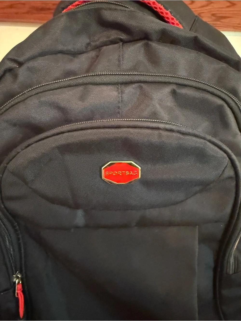 Black Men's Backpack with Red Accents